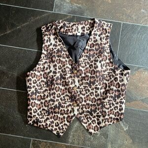 NEW Animal Print Vest Three Button Down Trendy